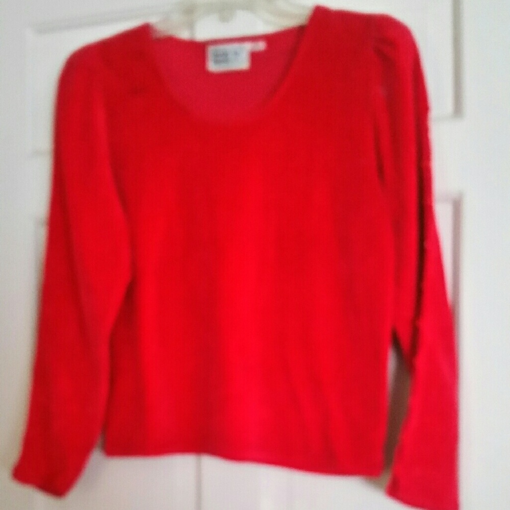 Back to Back Red Velour Button Sleeve Jr Sz M